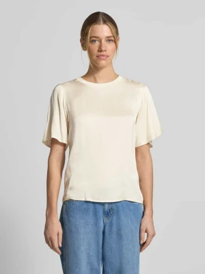 T-shirt z mieszanki wiskozy z okrągłym dekoltem comma