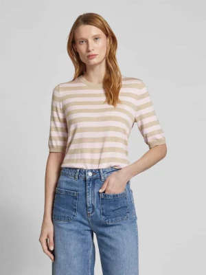 T-shirt z mieszanki wiskozy z okrągłym dekoltem model ‘Mala’ Kaffe