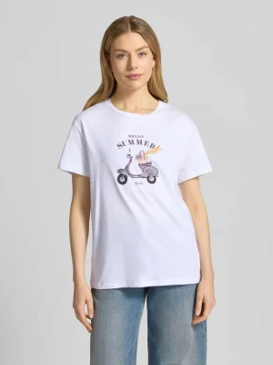t-shirt z motywem i obszyciem ozdobnymi kamieniami Liu Jo Biały