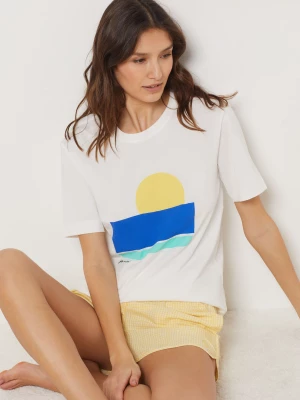 T-shirt z motywem słońca Etam