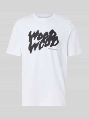 T-shirt z nadruk z logo model 'Bobby' Wood Wood Biały