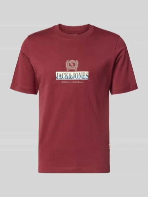 T-shirt z nadruk z logo model 'FREDERIKSBERG' Jack&Jones Bordowy