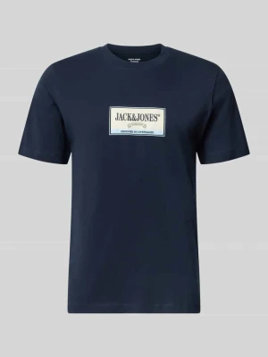 T-shirt z nadruk z logo model 'FREDERIKSBERG' Jack&Jones Granatowy
