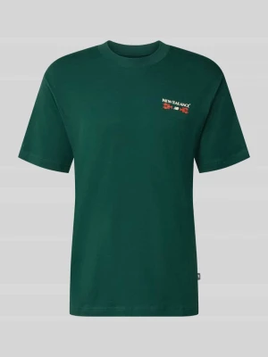 T-shirt z nadruk z logo model 'GRAB A BITE BOSTON' New Balance Ciemnozielony