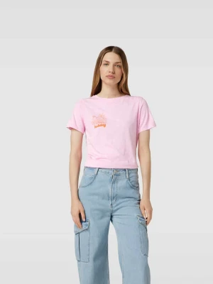 T-shirt z nadruk z napisem Juvia Różowy