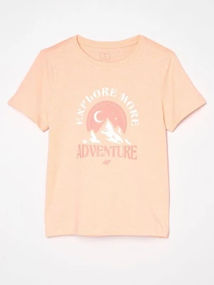 T-shirt z nadrukiem 4F koralowy