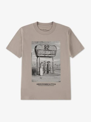 T-shirt z nadrukiem Abercrombie & Fitch beżowy