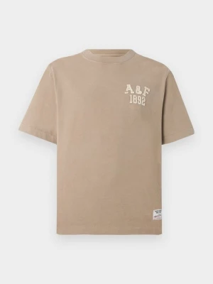 T-shirt z nadrukiem Abercrombie & Fitch beżowy