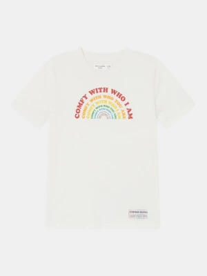 T-shirt z nadrukiem Abercrombie & Fitch beżowy