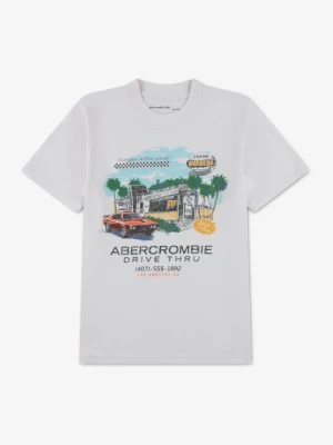 T-shirt z nadrukiem Abercrombie & Fitch biały