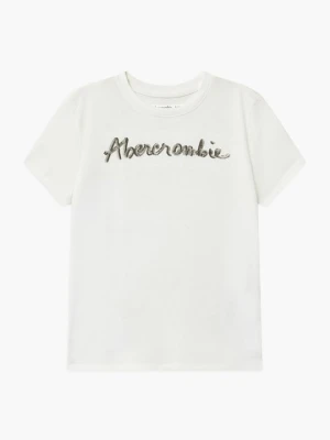 T-shirt z nadrukiem Abercrombie & Fitch biały