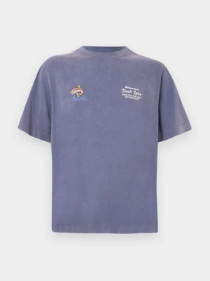 T-shirt z nadrukiem Abercrombie & Fitch granatowy