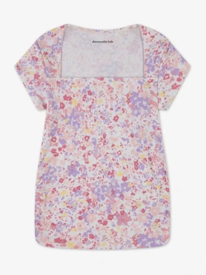 T-shirt z nadrukiem Abercrombie & Fitch liliowy