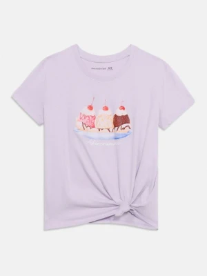 T-shirt z nadrukiem Abercrombie & Fitch liliowy