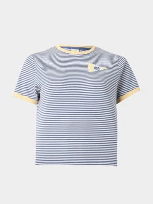 T-shirt z nadrukiem Abercrombie & Fitch niebieski