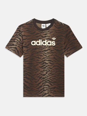 T-shirt z nadrukiem adidas Originals brązowy