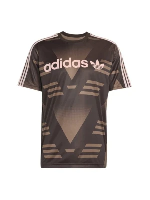 T-shirt z nadrukiem adidas Originals ciemnobrązowy