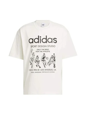 T-shirt z nadrukiem adidas Originals mleczny