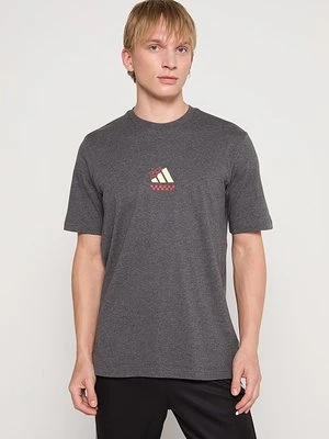 T-shirt z nadrukiem Adidas ciemnoszary