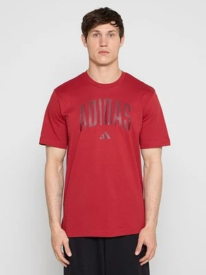 T-shirt z nadrukiem Adidas czerwony