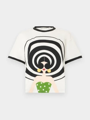 T-shirt z nadrukiem Alice + Olivia mleczny