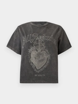 T-shirt z nadrukiem AllSaints ciemnoszary