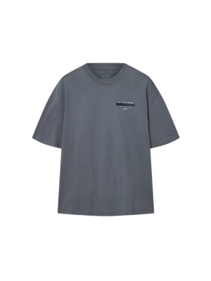 T-shirt z nadrukiem AllSaints niebieski