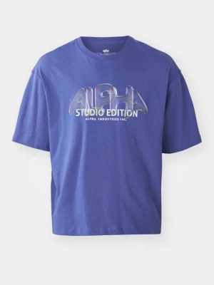 T-shirt z nadrukiem Alpha Industries ciemnoliliowy