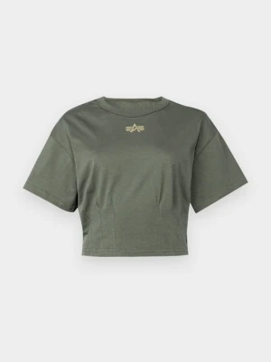 T-shirt z nadrukiem Alpha Industries ciemnozielony
