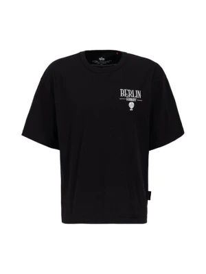 T-shirt z nadrukiem Alpha Industries czarny