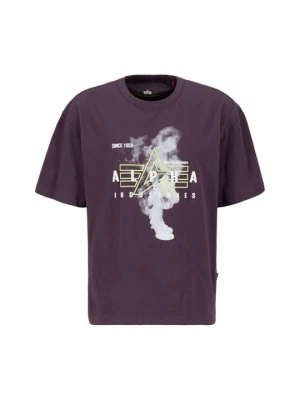 T-shirt z nadrukiem Alpha Industries fioletowy