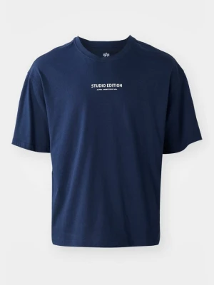 T-shirt z nadrukiem Alpha Industries granatowy