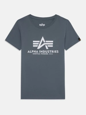 T-shirt z nadrukiem Alpha Industries niebieski denim