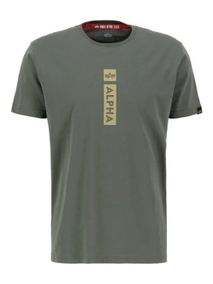 T-shirt z nadrukiem Alpha Industries oliwkowy melanż