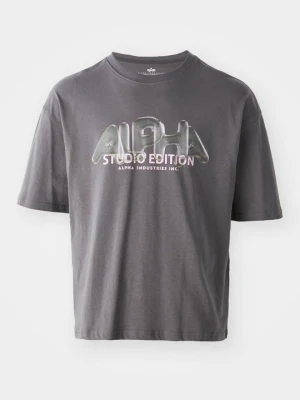 T-shirt z nadrukiem Alpha Industries szary