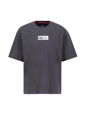 T-shirt z nadrukiem Alpha Industries szary melanż
