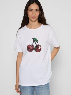 T-shirt z nadrukiem Apricot biały