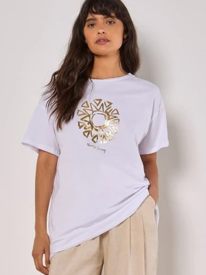 T-shirt z nadrukiem Apricot złoty
