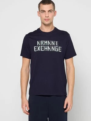 T-shirt z nadrukiem Armani Exchange niebieski