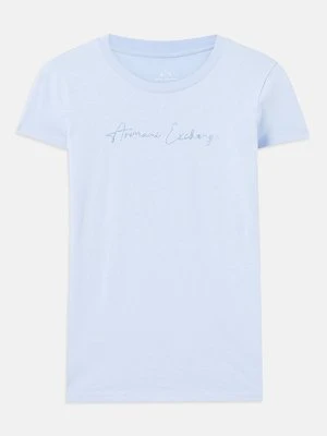 T-shirt z nadrukiem Armani Exchange jasnoniebieski