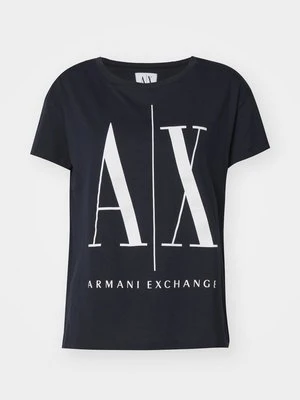 T-shirt z nadrukiem Armani Exchange granatowy