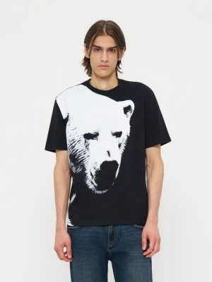 T-shirt z nadrukiem Armani Exchange czarny melanż