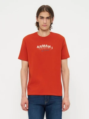 T-shirt z nadrukiem Armani Exchange czerwony