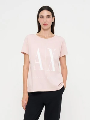 T-shirt z nadrukiem Armani Exchange jasnoróżowy