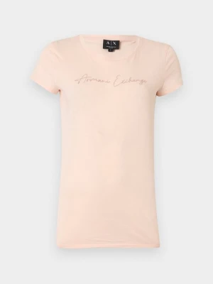 T-shirt z nadrukiem Armani Exchange jasnoróżowy