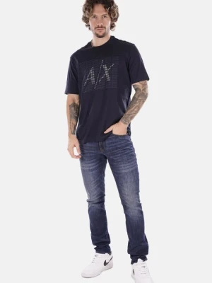 T-shirt z nadrukiem Armani Exchange niebieski