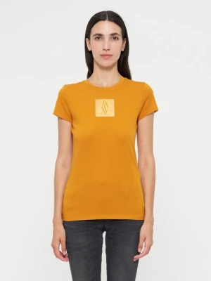 T-shirt z nadrukiem Armani Exchange pomarańczowy