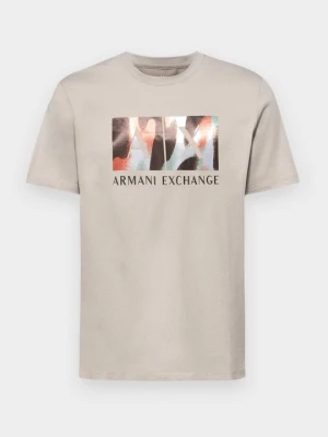 T-shirt z nadrukiem Armani Exchange taupe