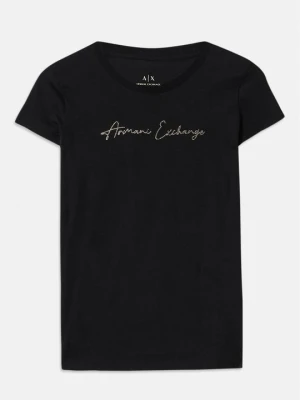 T-shirt z nadrukiem Armani Exchange złoty