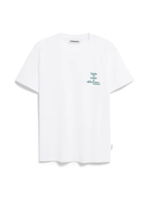 T-shirt z nadrukiem ARMEDANGELS biały